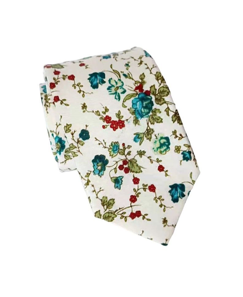 Corbata hombre algodòn flores verdes Greenvalley-0