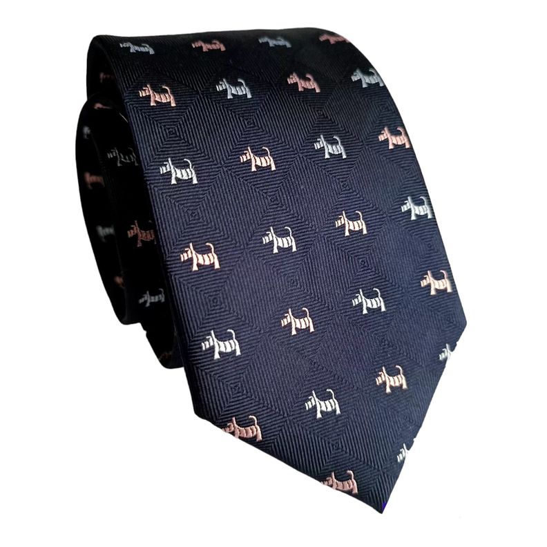 Corbata seda Schnauzer Azul Marino
