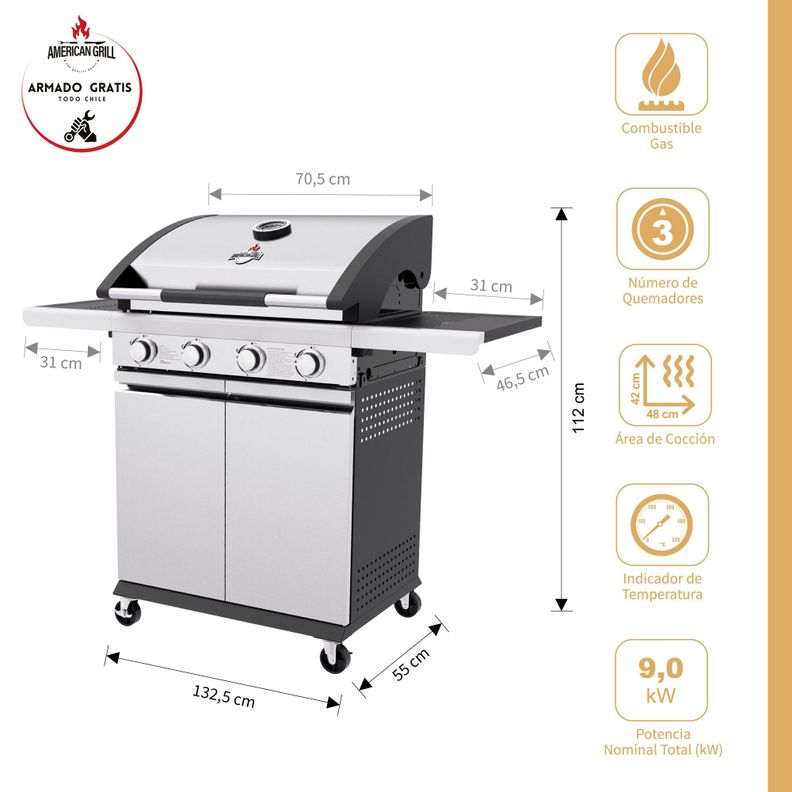Parrilla a Gas 4 Quemadores New York Inox-1