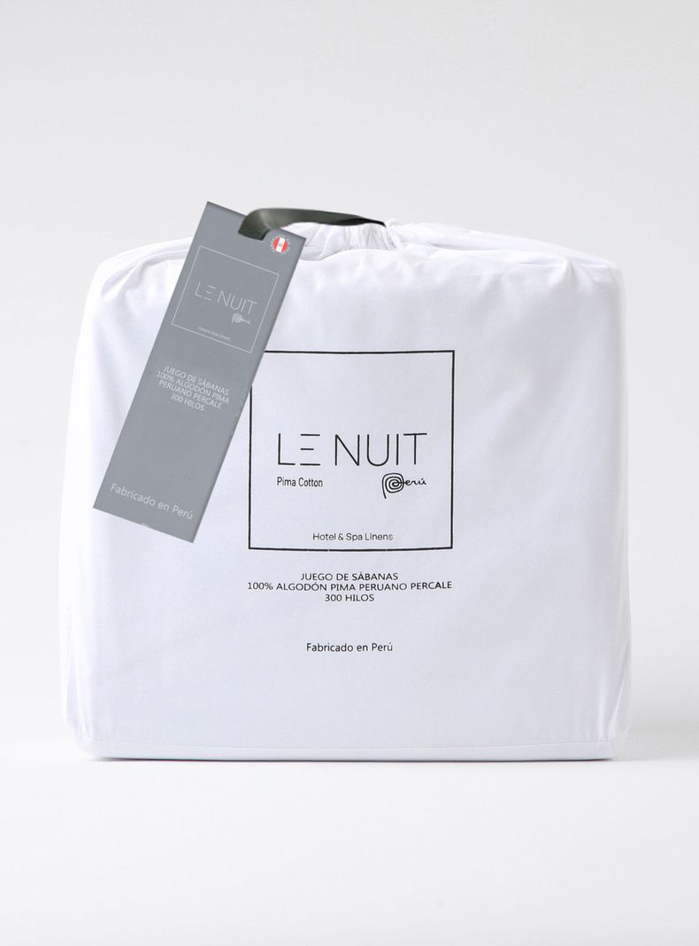 Set Sábanas 300 Hilos Algodón Pima Peruano Percale Liso Blanco 2 Pl-1