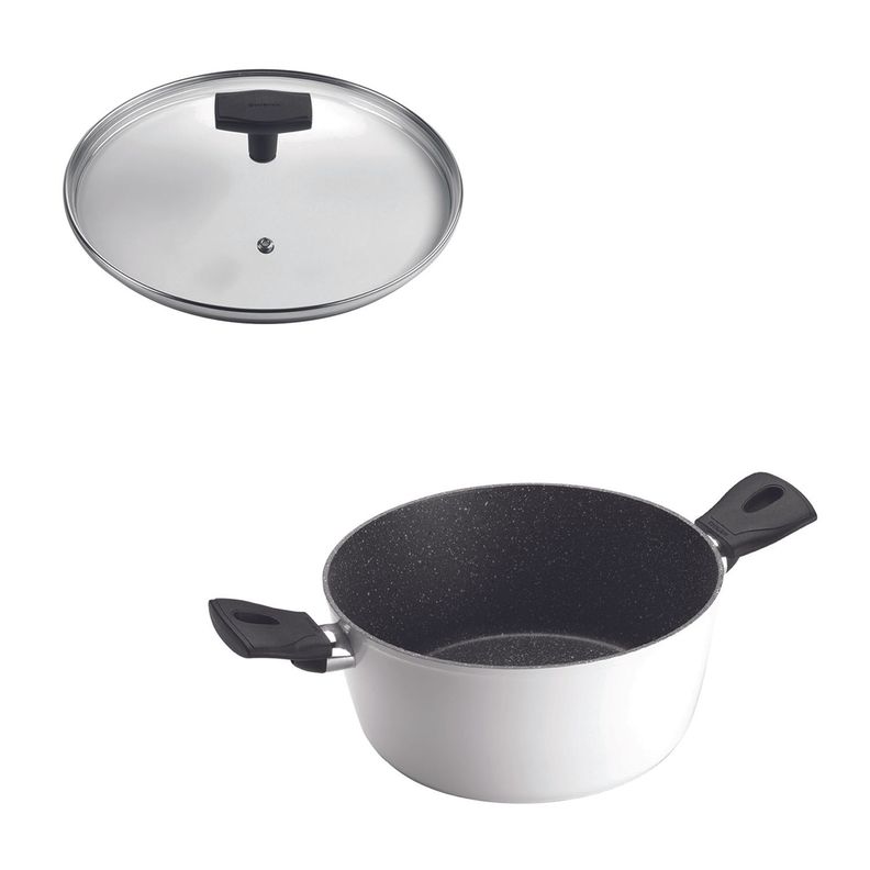 SET Cacerola 20cm Antiadherente Blanco con Tapa Daily-0