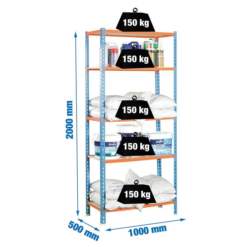 Estanteria Maderclick Plus 5/500 Azul/Naranja/Madera-1