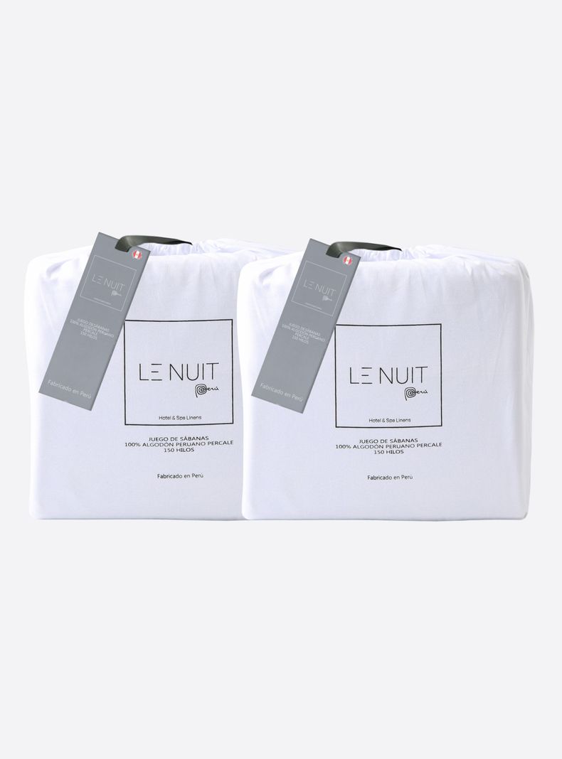 2 Set Sábanas 150 Hilos Algodón Peruano Percale Liso 2 Plazas-1