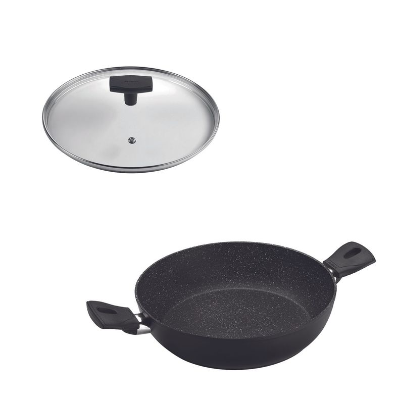 SET Wok 2 Asas 28cm  Antiadherente con Tapa Daily Negro