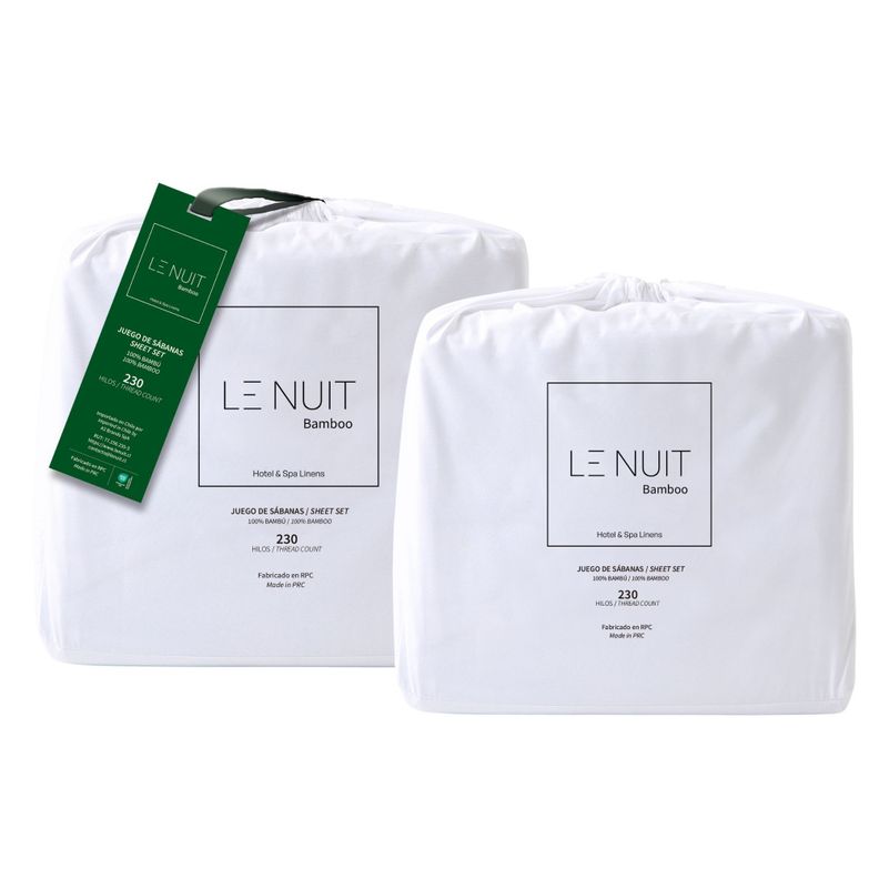 2 Sets Sábanas 1 Plaza 100% Bambú 230 Hilos Essentials Liso Blanco-1
