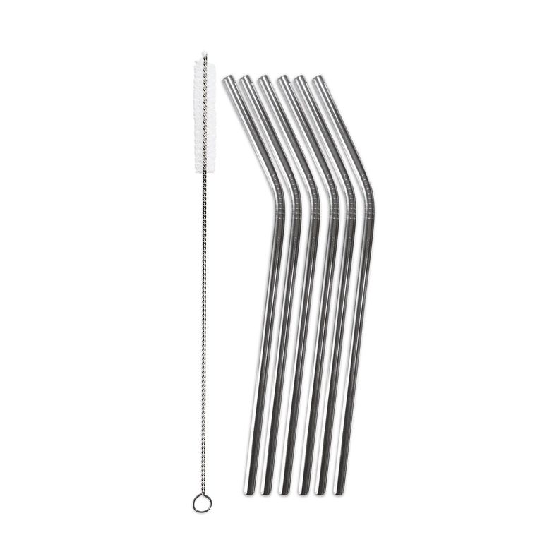 Set 6 Bombillas Acero Inox c/ Cepillo para Limpiar Plata