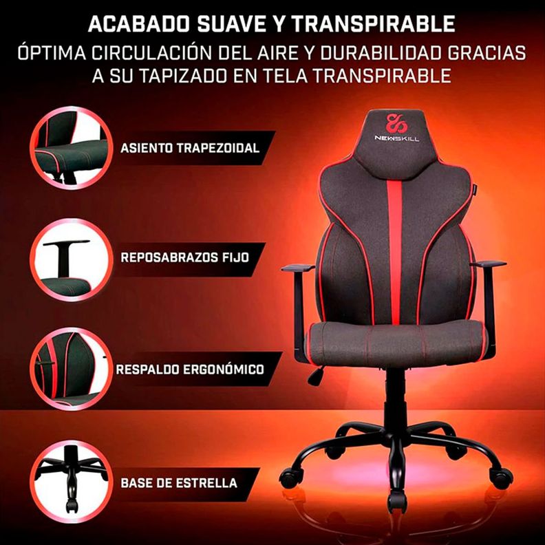 Silla Gamer Fafnir Rojo/Negro-5
