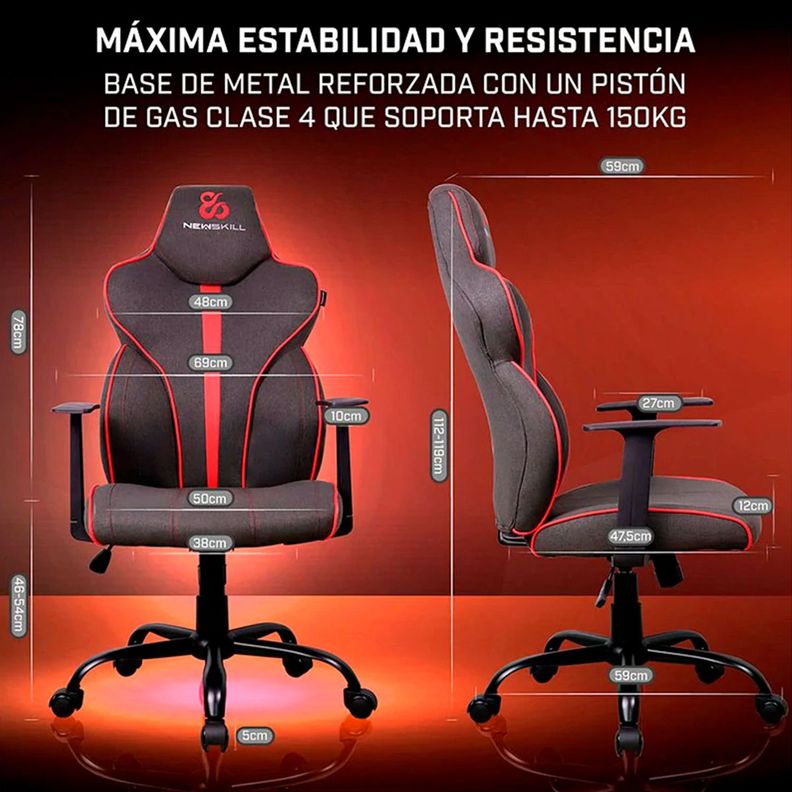 Silla Gamer Fafnir Rojo/Negro-7