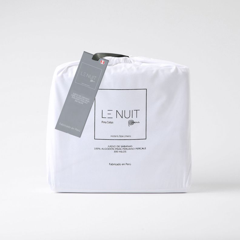 Set Sábanas King 300 Hilos Algodón Pima Peruano Percale Liso Bco-0