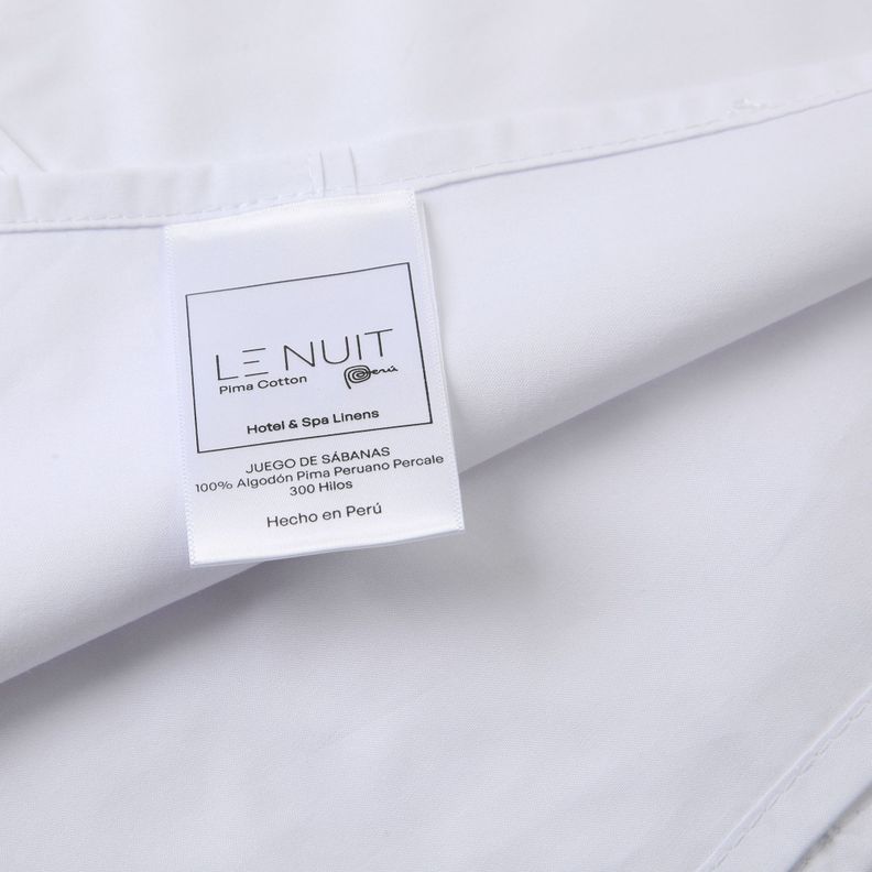 Set Sábanas King 300 Hilos Algodón Pima Peruano Percale Liso Bco-1