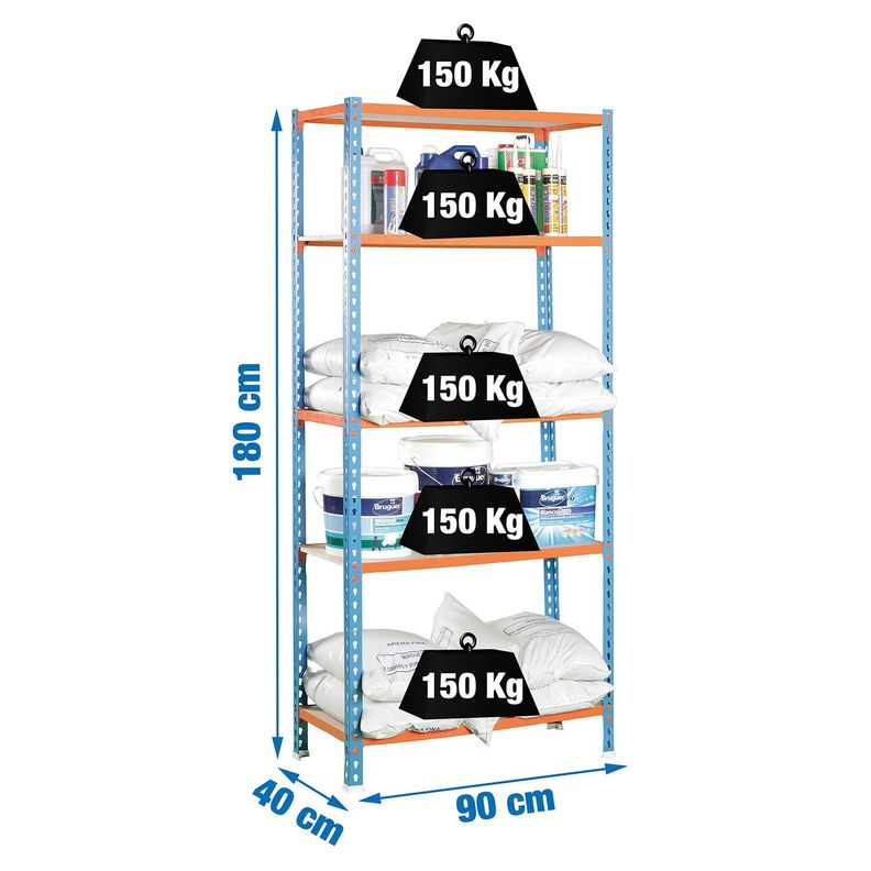 Estanteria Maderclick 5/400 Azul/Naranja/Madera-1