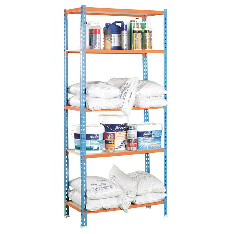 Estanteria Maderclick 5/400 Azul/Naranja/Madera-2