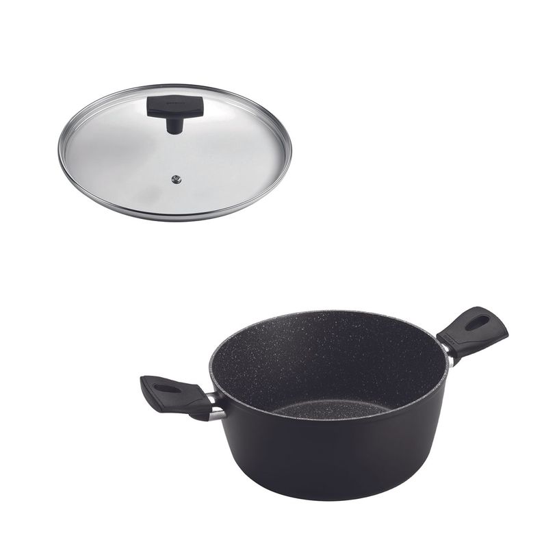 SET Olla 2 Asas 22cm Antiadherente Negro con Tapa Daily-0