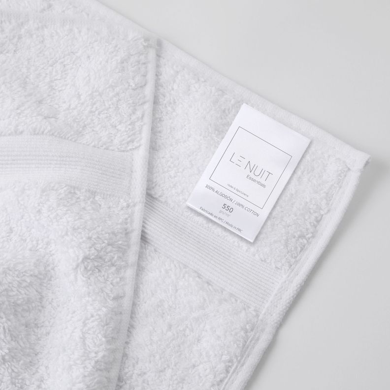 Toalla de Mano 550 grs/mt2 100% Algodón Essentials Blanca-0