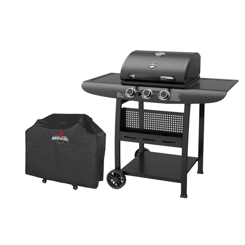 Set Parrilla a Gas 3 Quemadores Kansas Black + Funda-0