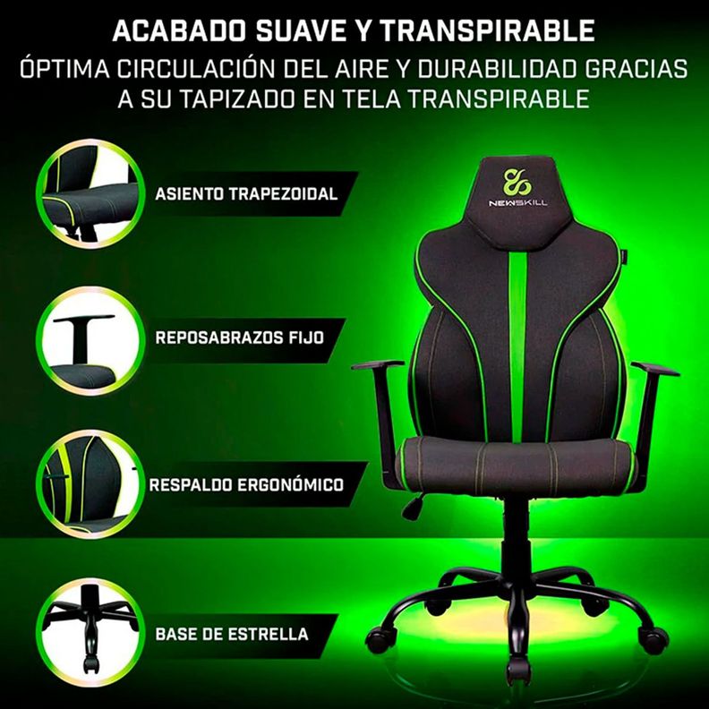 Silla Gamer Fafnir Verde/Negro-5