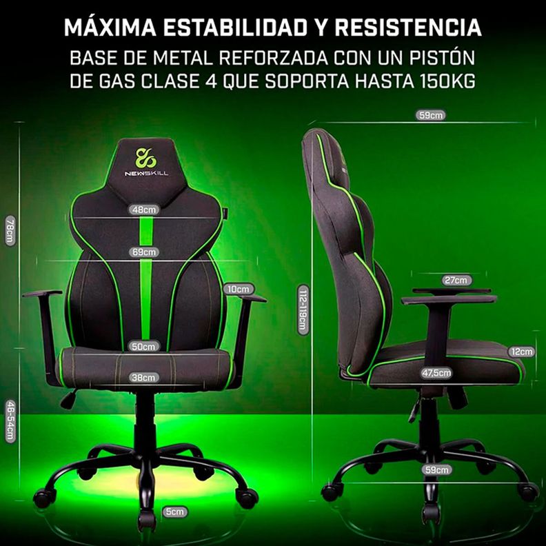 Silla Gamer Fafnir Verde/Negro-7