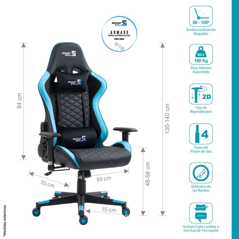 Silla Gamer Shotter Negro /Azul-1
