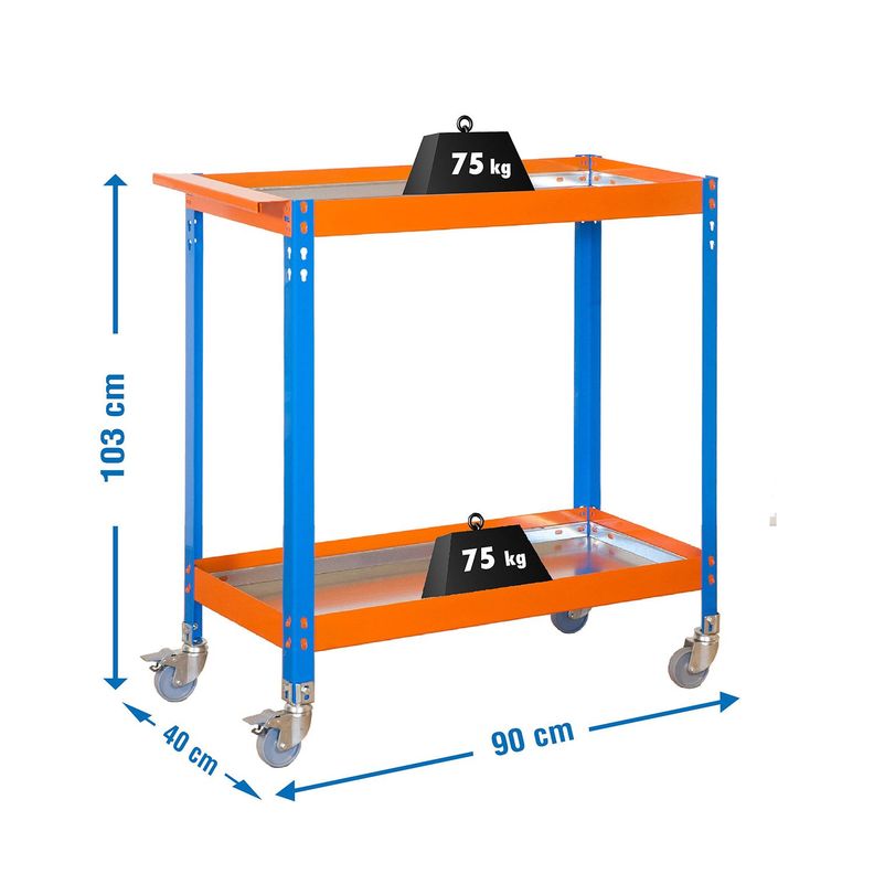 Carro Simonwork Wagon 2/400 Metal Azul/Naranja/Gal-2
