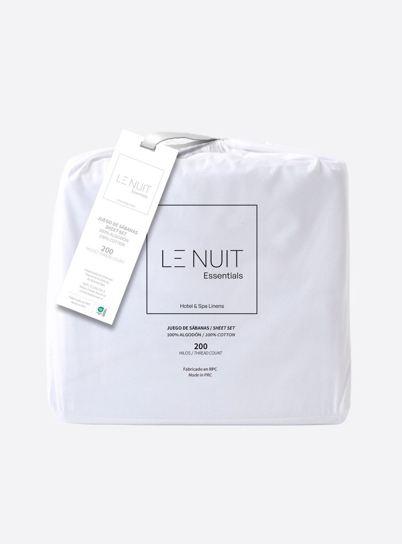 Set Sábanas King Polycotton 200 Hilos Essentials Liso Blanco-1
