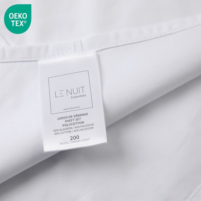 Set Sábanas King Polycotton 200 Hilos Essentials Liso Blanco-2