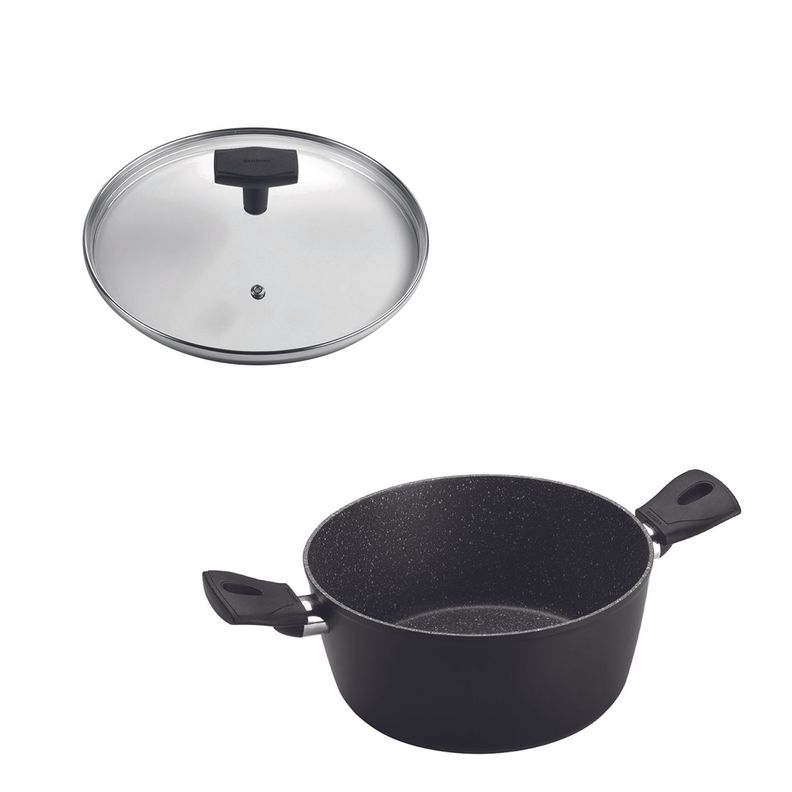 SET Cacerola 20cm Antiadherente Negro con Tapa Daily-0