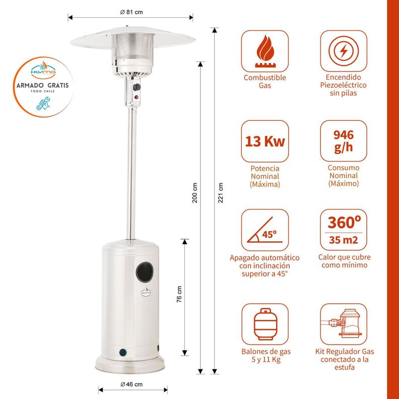 Estufa a Gas Exterior Terraza SETAX White-1