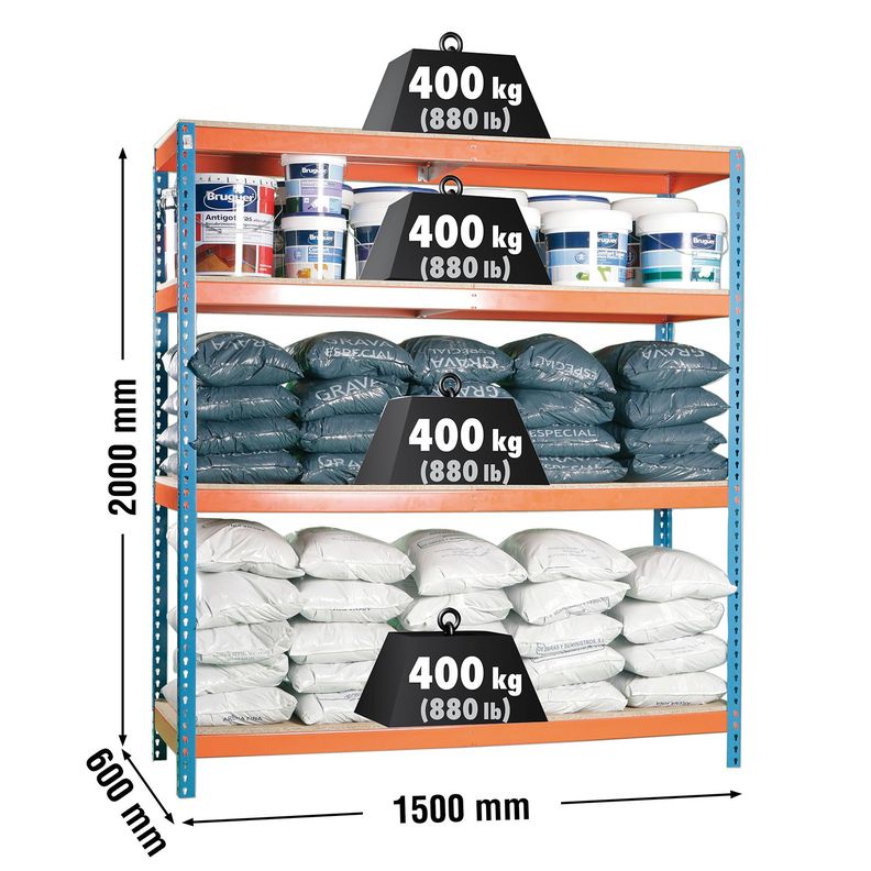 Estantería Ecoforte 1506-4 Chipboard Azul/Naranja-1
