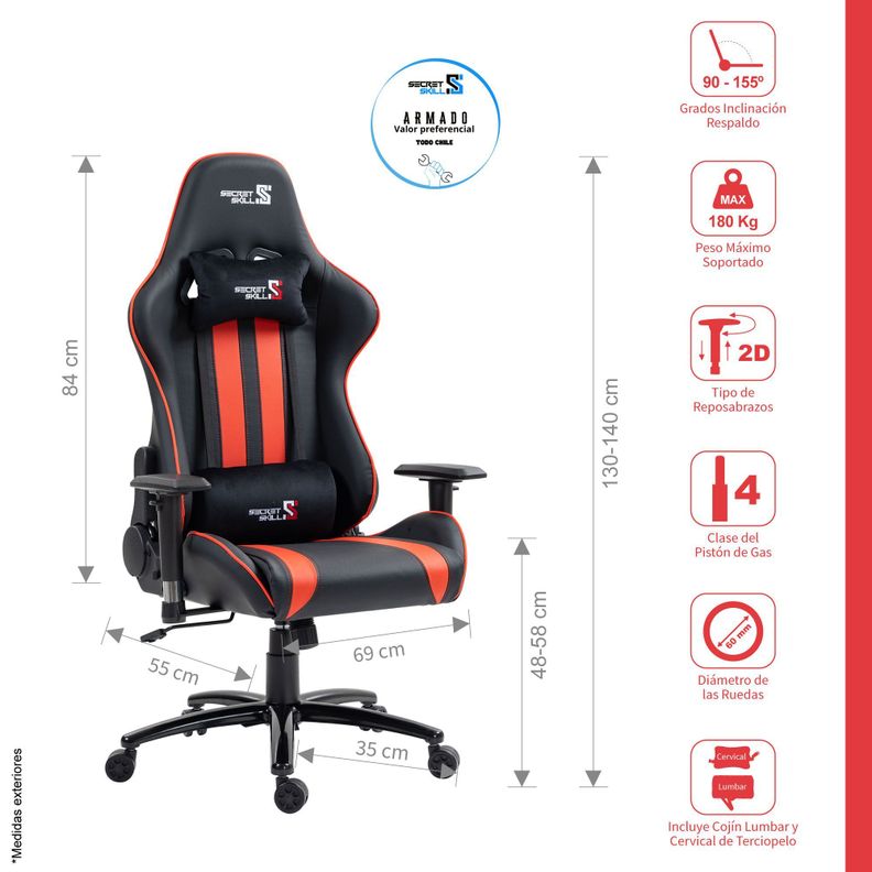 Silla Gamer Runner Negro/Rojo-1