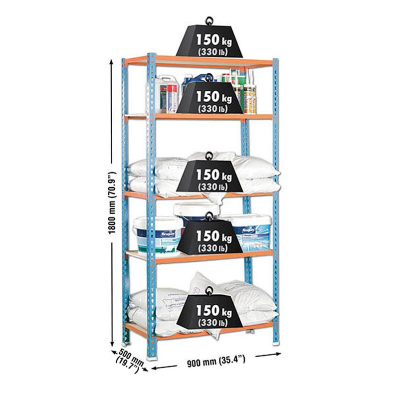 Estanteria Maderclick 5/500 Azul/Naranja/Madera-1