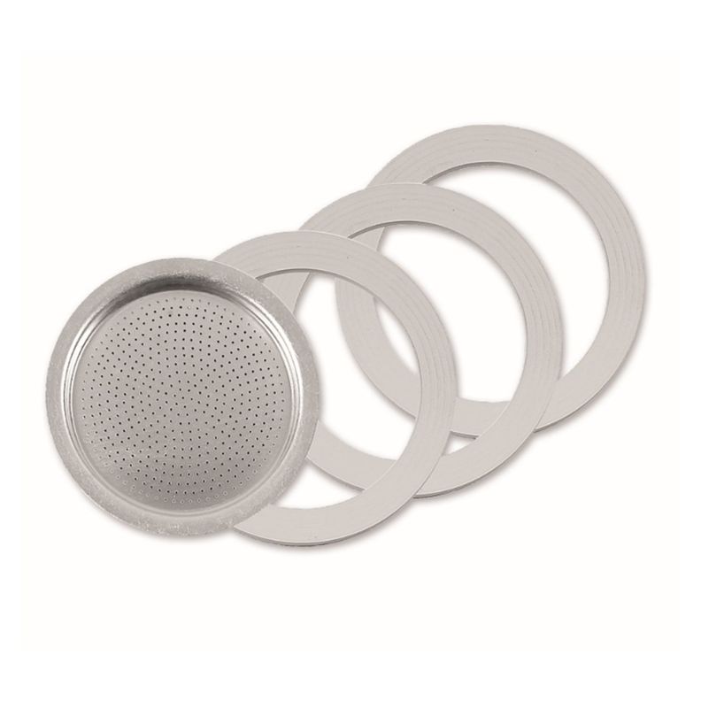 Filtro Acero Inox-2 Juntas Silicona -Cafetera 4 tazas  Steel Express Plata
