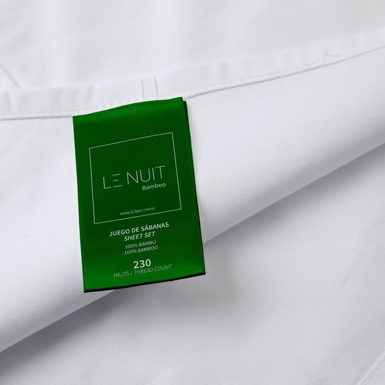 2 Sets Sábanas 1,5 Plazas 100% Bambú 230 Hilos Essentials Liso Blanco-2