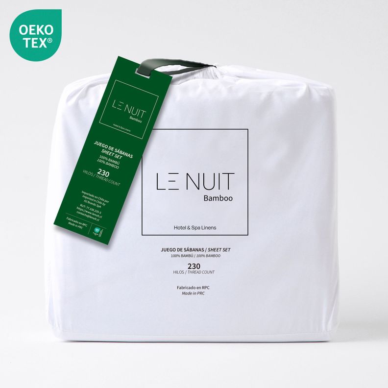 2 Sets Sábanas 1,5 Plazas 100% Bambú 230 Hilos Essentials Liso Blanco-4