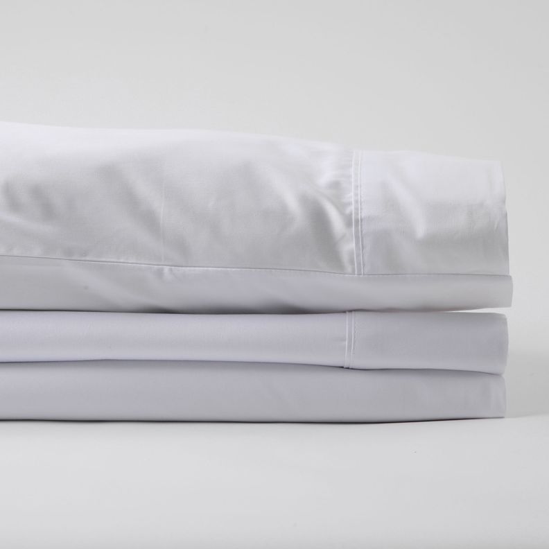2 Set Sábanas 600 Hilos Algodón Pima Peruano Sateen Liso Blanco 2 Pl-4