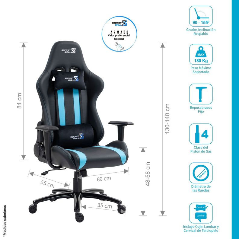 Siila Gamer Furious Negro /Azul-1