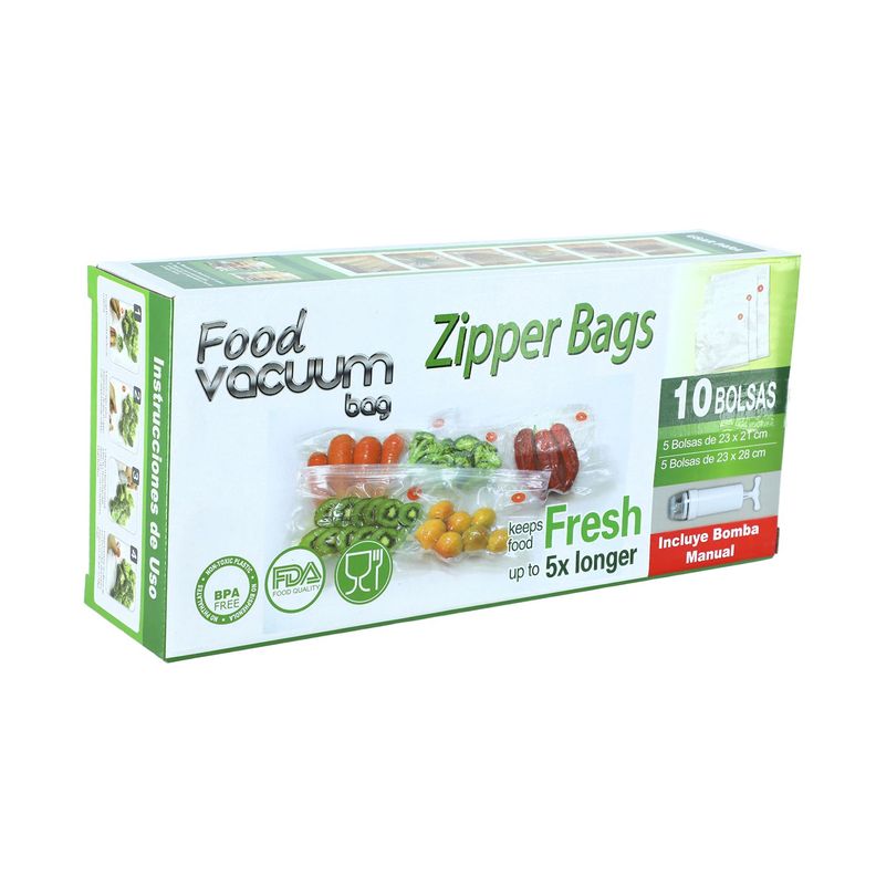 Pack 10 Bolsas al Vacío para Alimentos FVB con Bomba Extractora-0