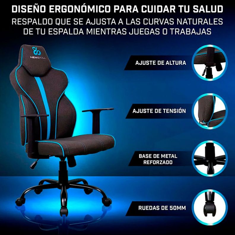 Silla Gamer  Fafnir Azul/Negro-6
