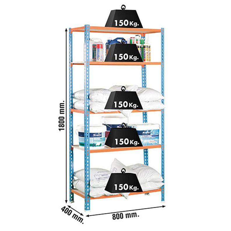 Estanteria Maderclick Mini 5/400 Azul/Naranja/Madera-1