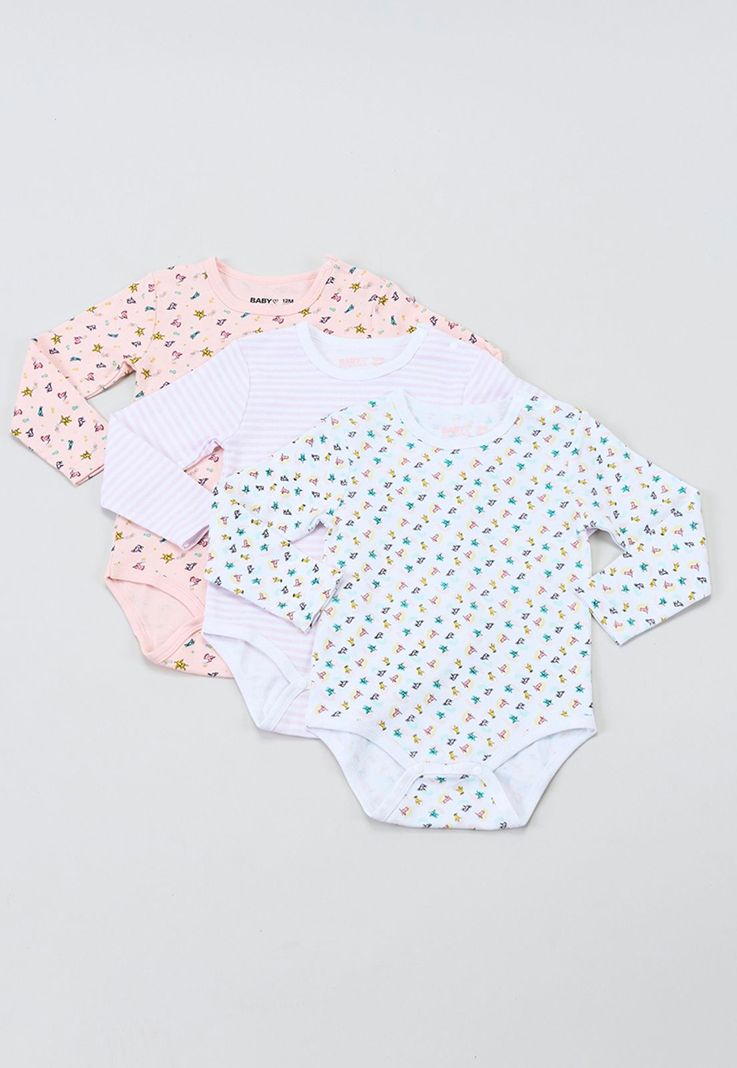 Body Bebe Niña ML Tripack Blanco Corona-0