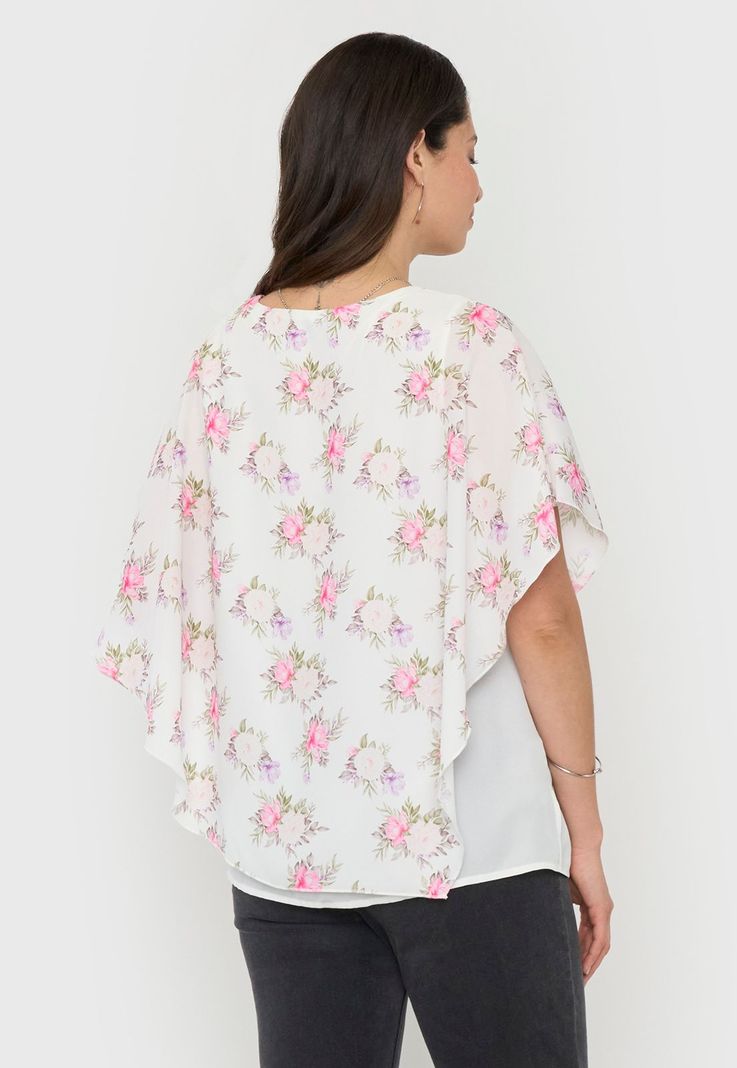 Blusa Mujer Capas con Joya Print Blanco Corona-2