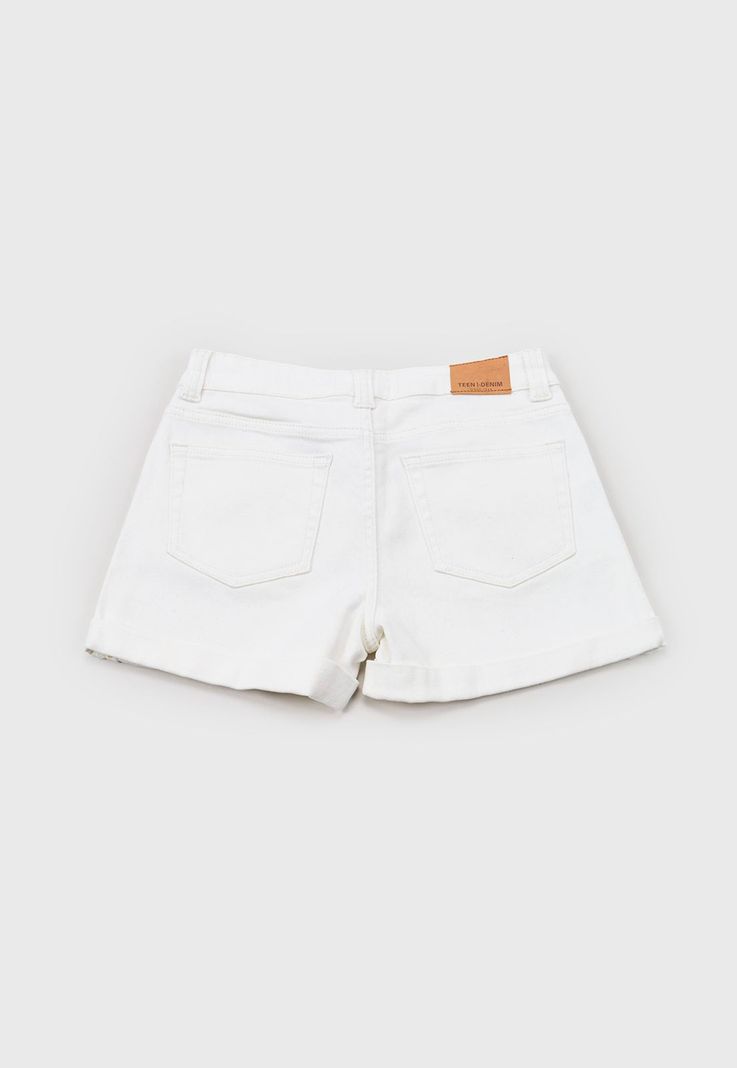 Short Niña Teen Denim Blanco Corona-2