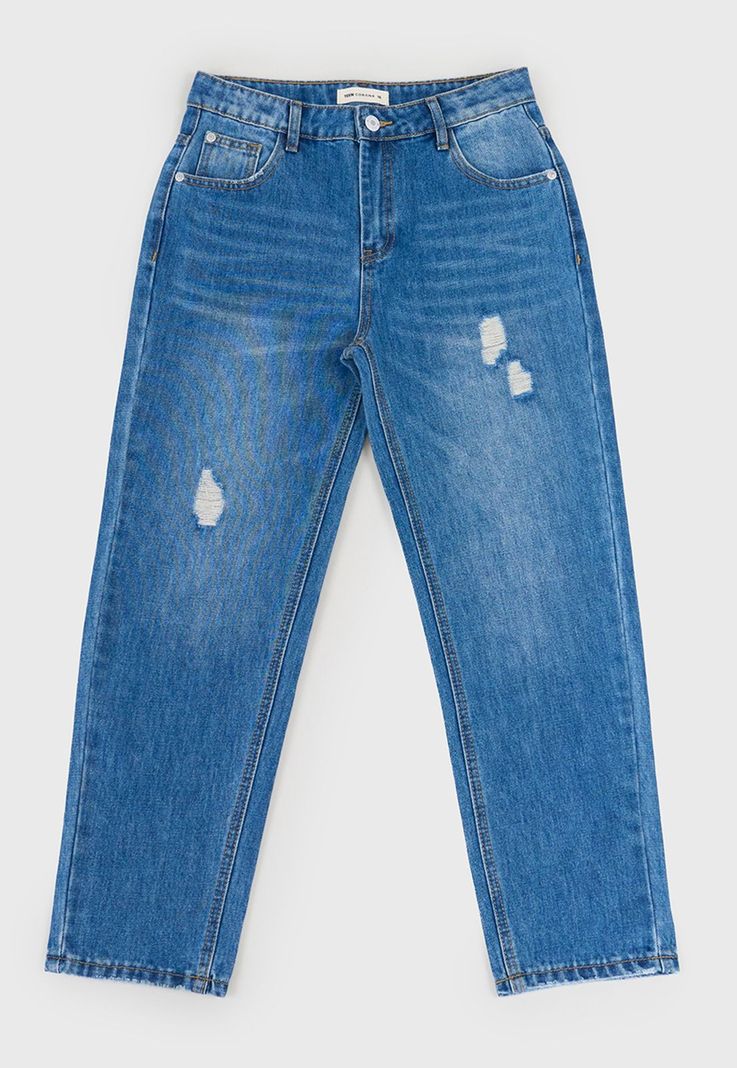 Jeans Niña Kids Mom Fit Azul Medio Corona-0
