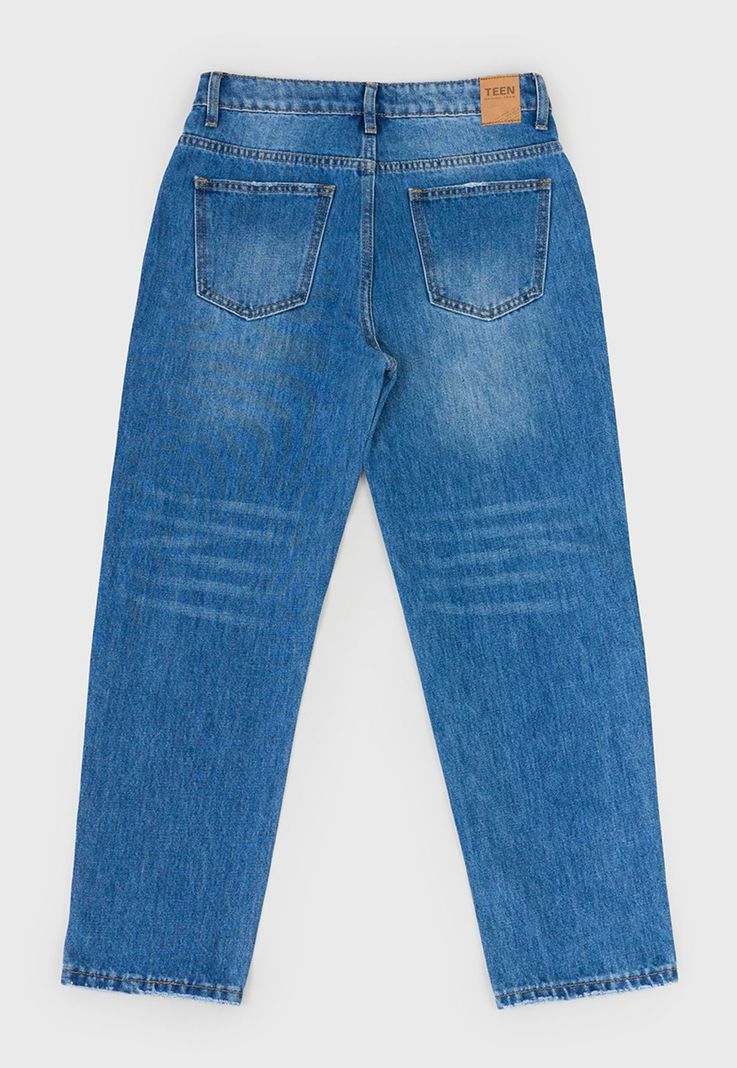 Jeans Niña Kids Mom Fit Azul Medio Corona-1