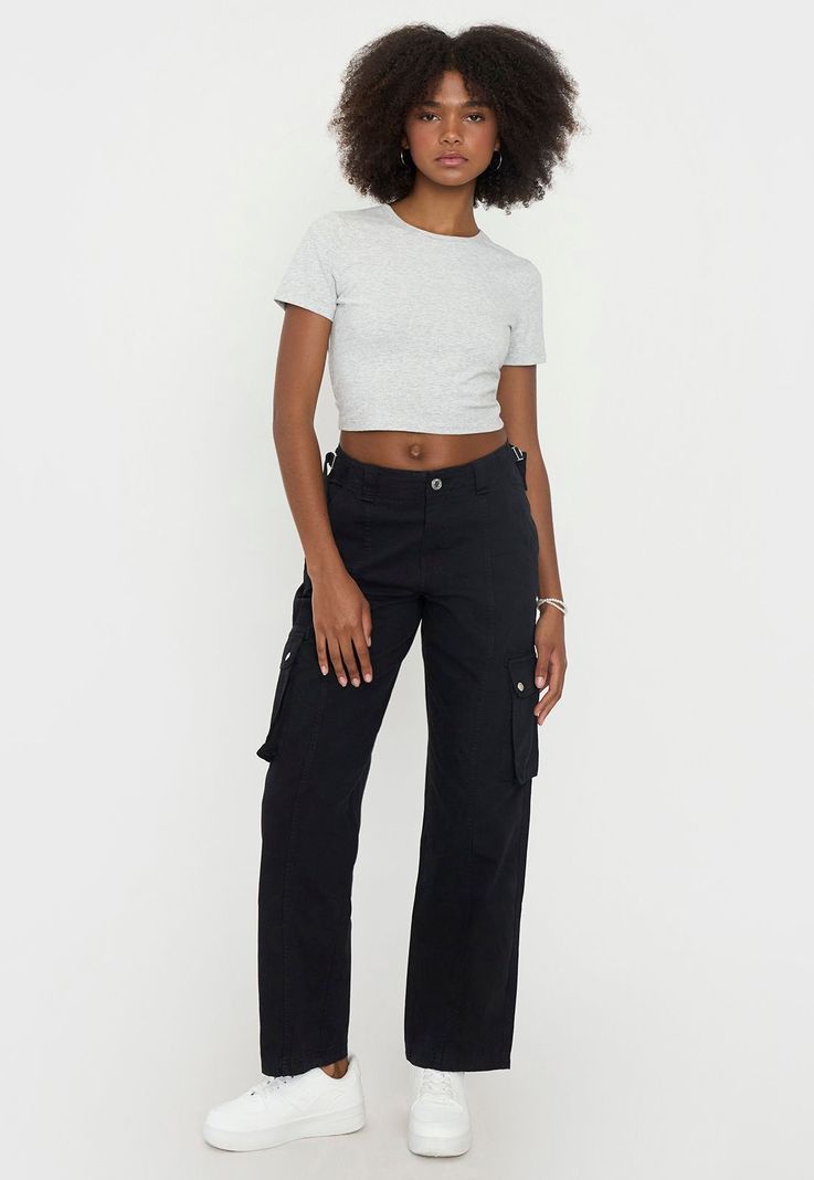 Pantalón Mujer Cargo Ajustable Negro Corona-0