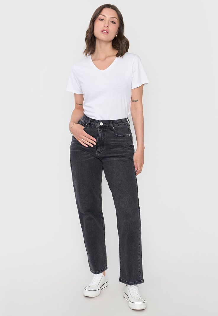 Jeans Straight Fit Clásico Negro Corona-0