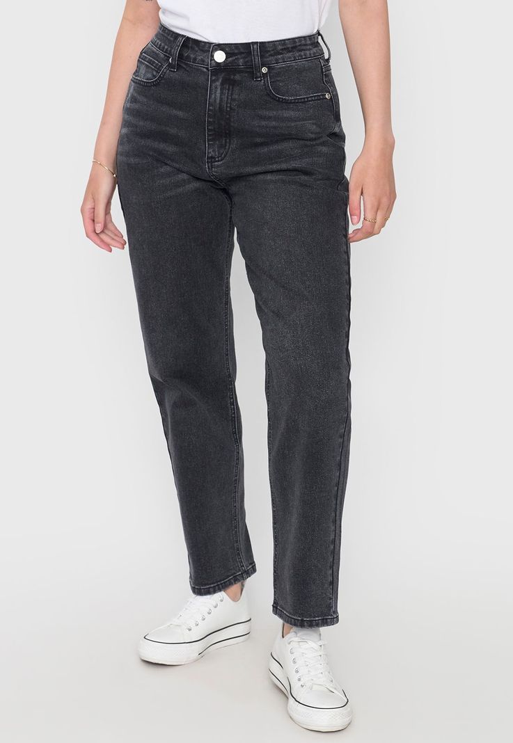 Jeans Straight Fit Clásico Negro Corona-1