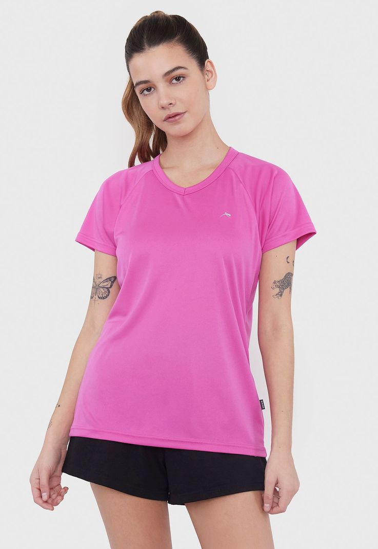 Polera Mujer Deportiva R-Neck Poliéster Fucsia Corona-0