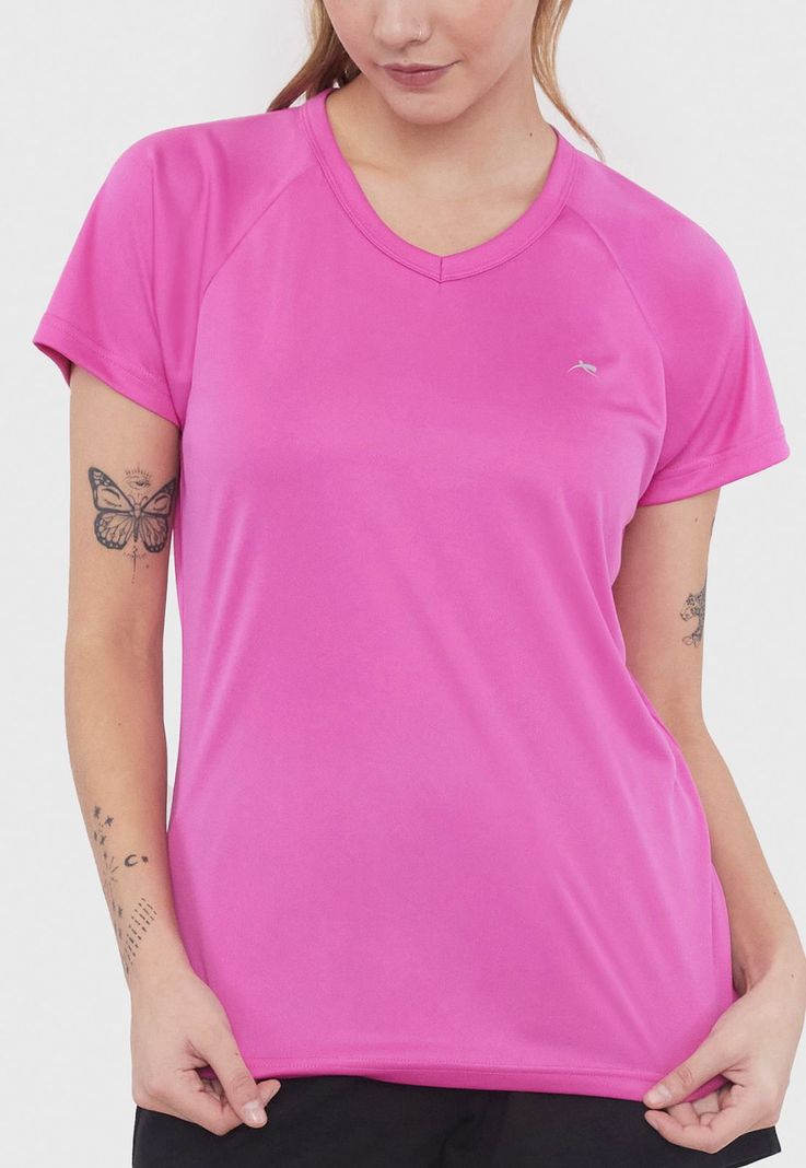 Polera Mujer Deportiva R-Neck Poliéster Fucsia Corona-2