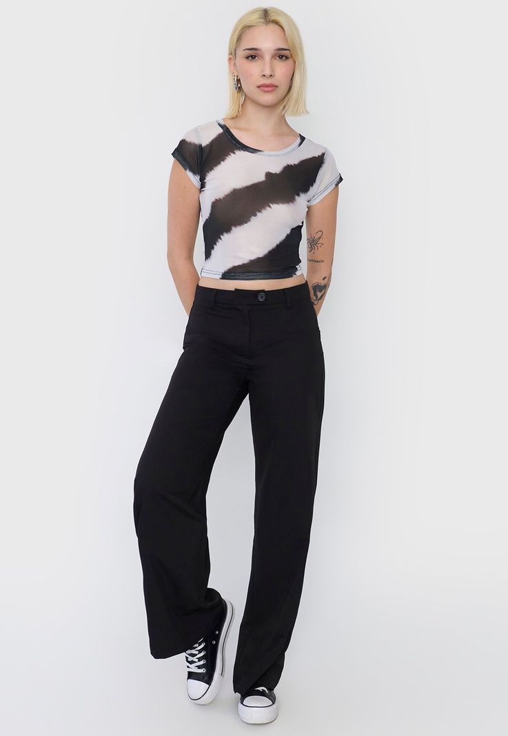 Polera Mujer Malla Manga Corta Tie Dye Negro Corona-3