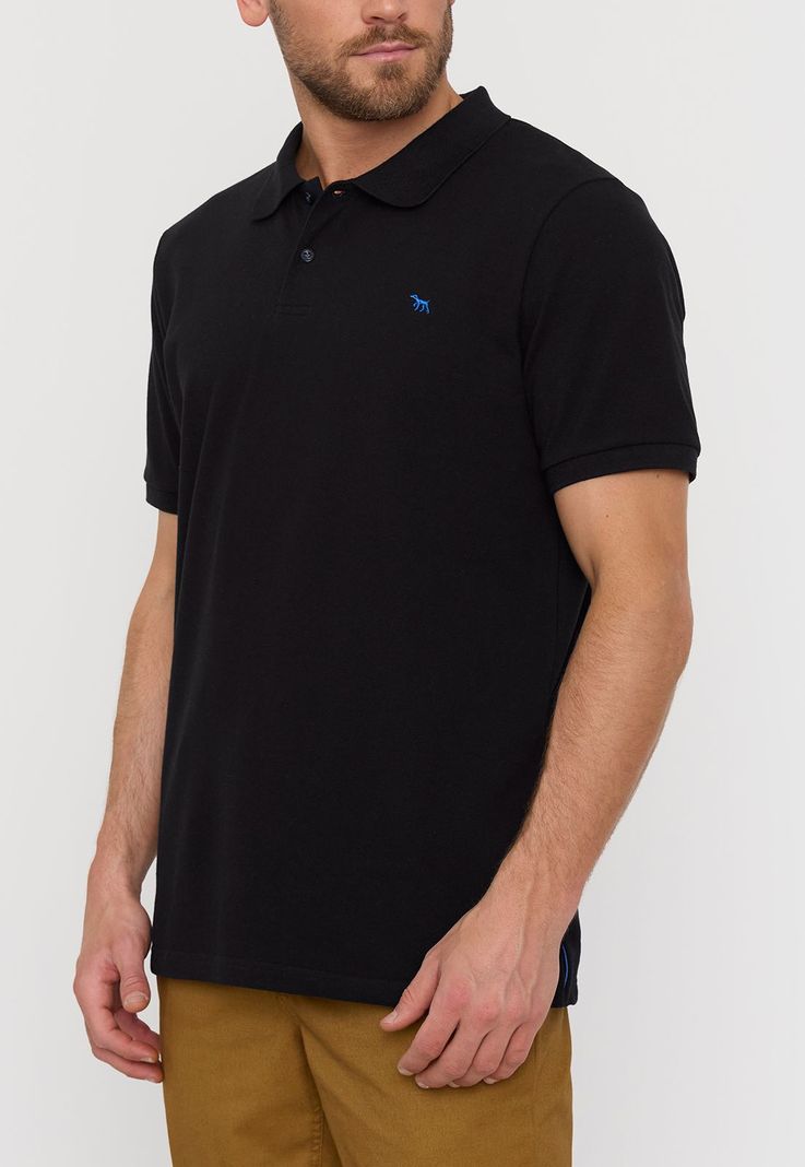 Polera Hombre Lisa Piqué Negro Corona-2